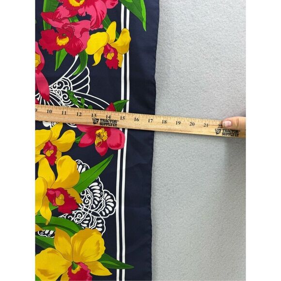 Mantero Collection Silk Scarf Floral Butterflies Orchids 34x34 - Picture 4 of 9